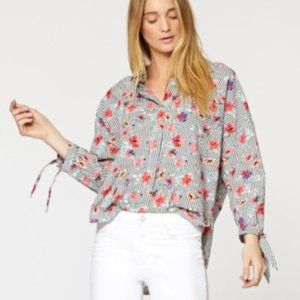 Sanctuary Striped Floral Oversized Blouse Size XL